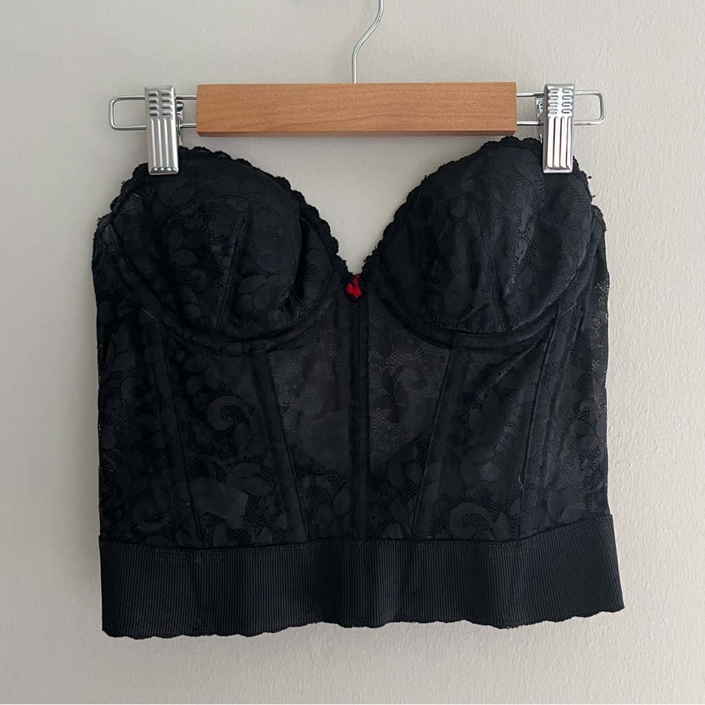 Vintage Black Lace Bustier Corset Top 34B